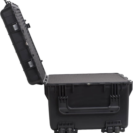 MEIJIA Portable Waterproof Protective Case - Hard Camera Case with Retractable Handle & Rolling Wheels, Customizable Foam Insert, 31.3” X 24.21” X 17.48”, Damaged