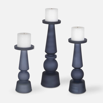 Uttermost Cassiopeia Candleholders Midnight Blue Set of 3 - New Open Box