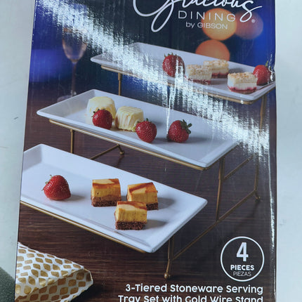 Gibson Gracious Dining 3-Tier Serving Tray Set - Open Box Looks New