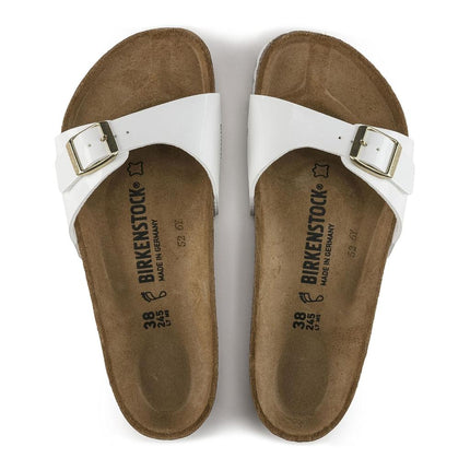 Birkenstock Madrid Birko-Flor Patent White Sandals Size 8 Women’s New