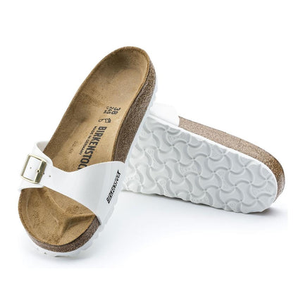 Birkenstock Madrid Birko-Flor Patent White Sandals Size 8 Women’s New