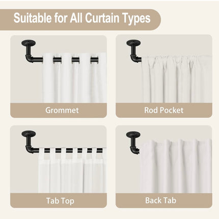 Rose Home Fashion Black Curtain Rods for Windows, 168-240 Inch, Open Box