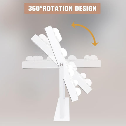 Vanity Mirror with Lights - Hollywood Lighted Makeup Mirror with 9 Dimmable Bulbs, 3 Color Lighting Modes, 10X Magnification, 360° Rotation (White) - Open Box