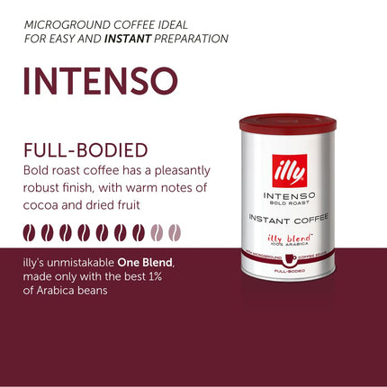 illy Instant Coffee - 100% Arabica Intenso Dark Roast, 3.3oz, Exp. 05/2025, New
