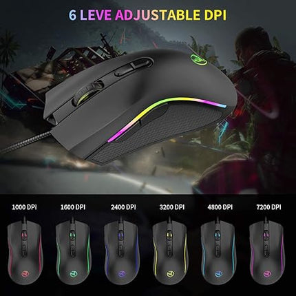 RGB Gaming Mouse Wired – 7200 DPI, Ergonomic, 7 Programmable Buttons – Open Box