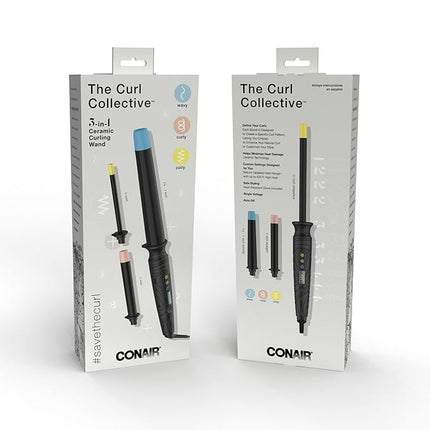Conair The Curl Collective 3-in-1 Ceramic Curling Wand with Interchangeable Barrels – Open Box
