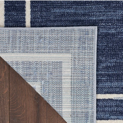 Nourison Essentials Indoor/Outdoor Area Rug, Navy/Ivory, 3’ x 5’ - New in Original Packaging