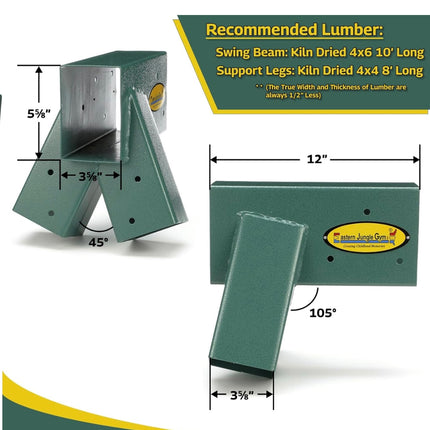 Eastern Jungle Gym Easy 1-2-3 A-Frame Swing Set Brackets - Heavy-Duty Hardware, Open Box