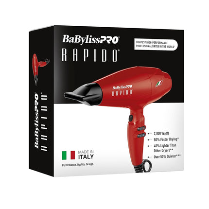BaBylissPRO Nano Titanium Italian Rapido Hair Dryer - Professional, Lightweight 2000 Watt (New)