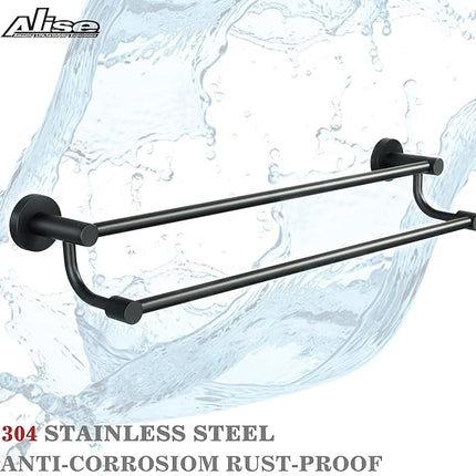 Alise Bath Double Towel Bars - New, Wall Mount, Matte Black, 24 Inch (GOY4600-B)