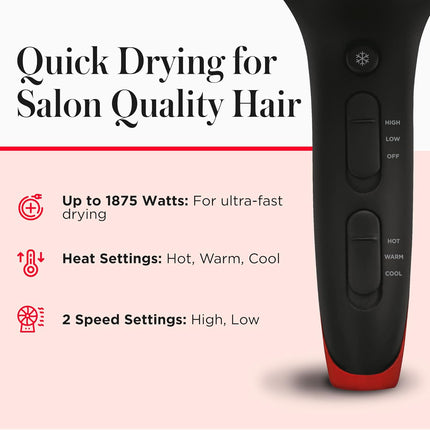 REVLON SmoothStay Coconut Oil Infused Hair Dryer with Diffuser – Open Box