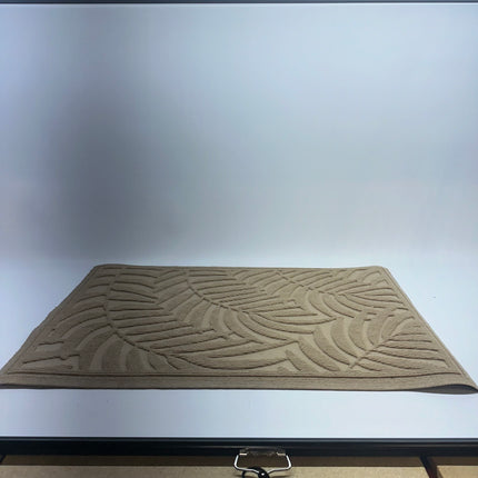 Beige Door Mat with Leaf Pattern, Non-Slip, Indoor/Outdoor, 36x24 - Open Box New
