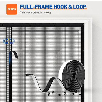 MAGZO Magnetic Screen Door with Full Strip Magnets, Fit Door Size 72 x 80 Inch, Screen Size 74” x 81” Magnets Door Net with Full Frame Hook & Loop for French Doors, Black, Open Box