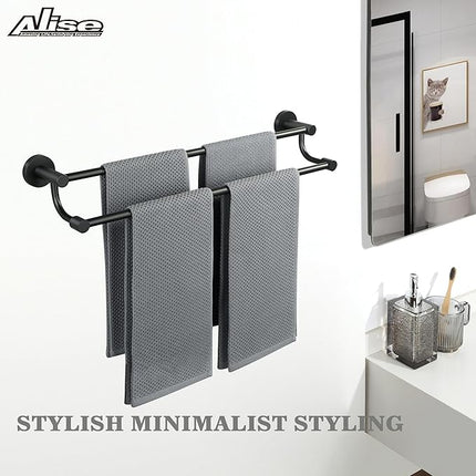 Alise Bath Double Towel Bars - New, Wall Mount, Matte Black, 24 Inch (GOY4600-B)