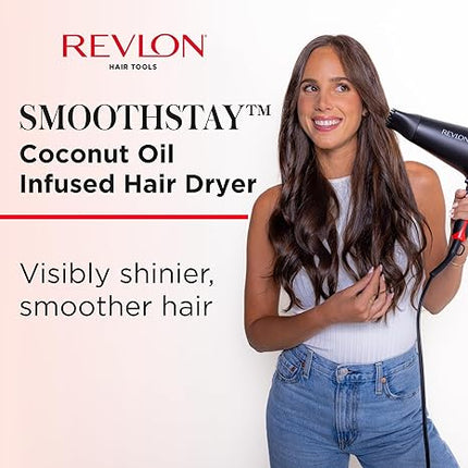 REVLON SmoothStay Coconut Oil Infused Hair Dryer with Diffuser – Open Box
