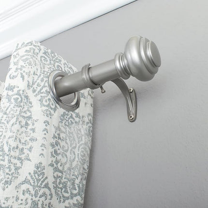 Decopolitan 1-Inch Urn Single Window Treatment Rod Set, 72-144 Inch - Antique Silver (Open Box)