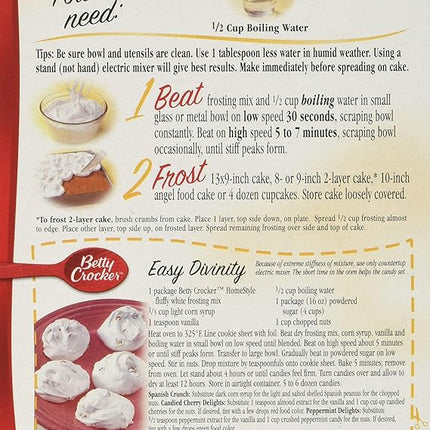 Betty Crocker Homestyle Fluffy White Frosting Mix, 7.2 oz, Pack of 3 – New, Exp. 09/15/2025