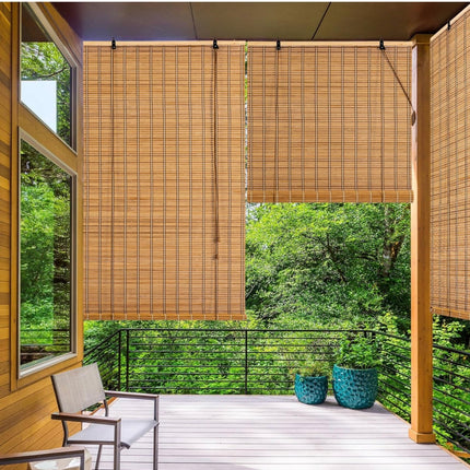 Natural Bamboo Roll Up Blinds for Windows, 48x72 Inch, Open Box