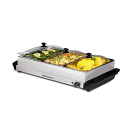 Elite Gourmet EWM-6171 Triple Buffet Server with 7.5 Qt Stainless Steel Trays, New Open Box