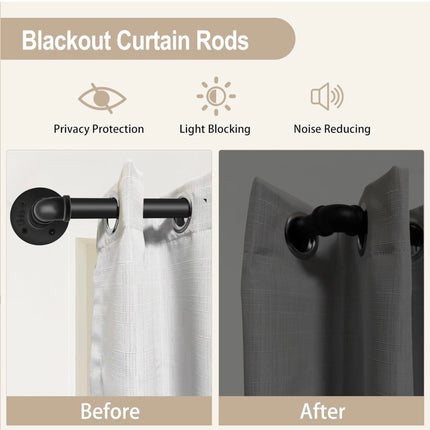 Rose Home Fashion Black Curtain Rods for Windows, 168-240 Inch, Open Box