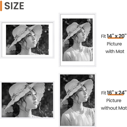 Sindcom 16x24 Poster Frame 3 Pack, White Picture Frames with Detachable Mat for 14x20 Prints - New Open Box