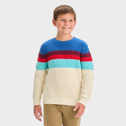 Boys' Colorblock Pullover Sweater - Cat & Jack, Blue, New- 6-7