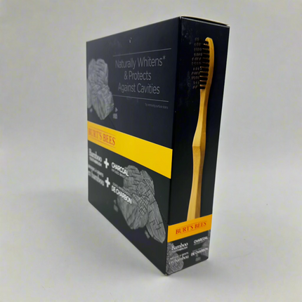 Burt's Bees Bamboo Toothbrush with Charcoal Infused Bristles, 6 Pack New