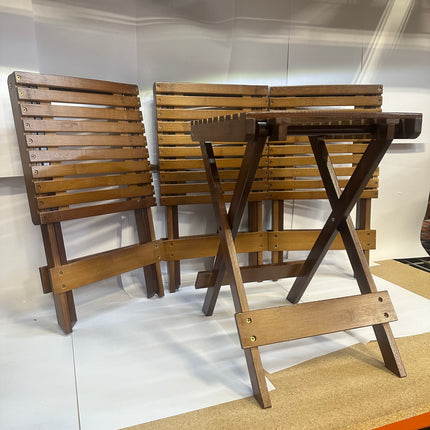 WENQIK Wooden Folding Tables Set Of 4 - Open Box,  New