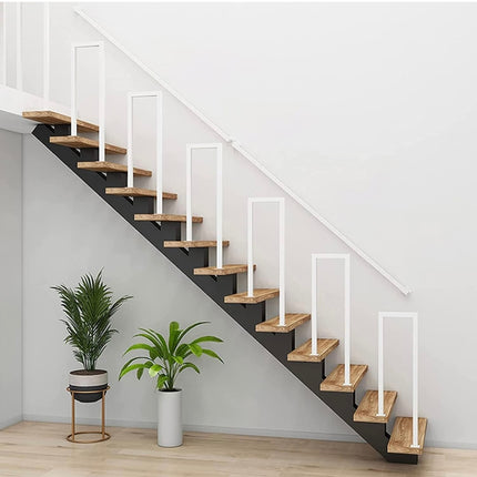 Junvstor Handrail for Stairs - White Square Tube Staircase Hand Rail Wall Mount Metal Bannister Support Rails, Safety Grab Bar Railing for Outdoor Entry Steps, Interior Exterior Stairway (2 FT)