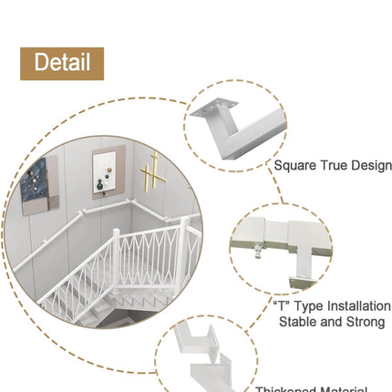 Junvstor Handrail for Stairs - White Square Tube Staircase Hand Rail Wall Mount Metal Bannister Support Rails, Safety Grab Bar Railing for Outdoor Entry Steps, Interior Exterior Stairway (2 FT)