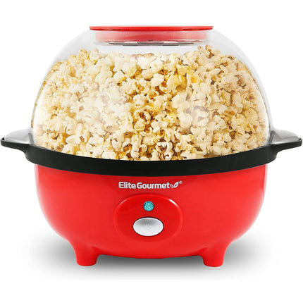 Elite Gourmet Popcorn Maker, Open Box, 3-Quart Capacity, Red