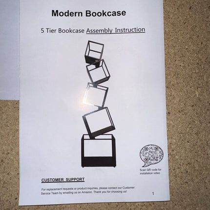 Modern Bookcase 5 Tier - No Screws Assembly | Stylish and Functional Storage, Open Box