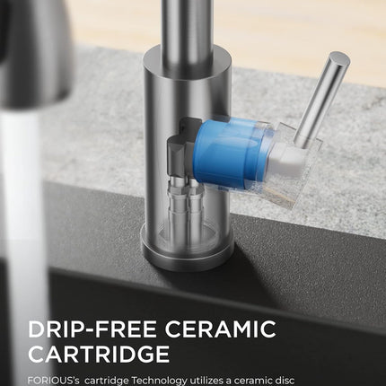 FORIOUS Kitchen Faucet - Open Box, Brushed Nickel with Pull Down Sprayer, High Arc Single Handle,