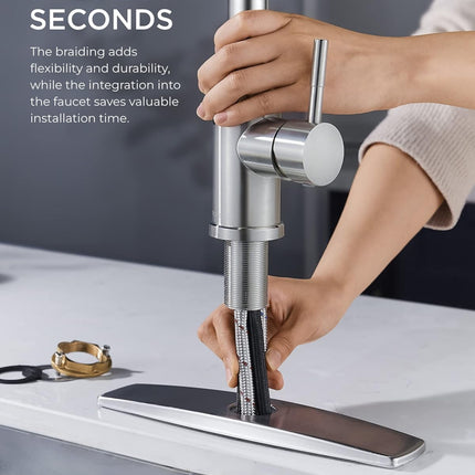 FORIOUS Kitchen Faucet - Open Box, Brushed Nickel with Pull Down Sprayer, High Arc Single Handle,