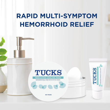 Tucks Multi-Care Relief Kit Witch Hazel Pads - Hemorrhoid Treatment and Relief, 40ct & Lidocaine Cream - 0.5oz
