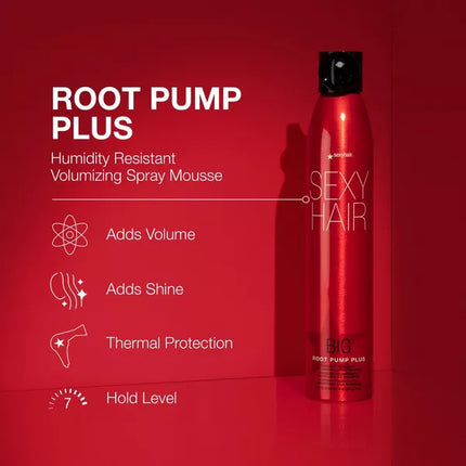 Sexy Hair Big Sexy Root Pump Plus Spray Mousse - 10 oz – Humidity-Resistant Volumizer – New