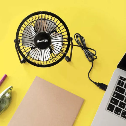 Holmes 4" USB Powered Adjustable Personal Desk Fan - Black (New)