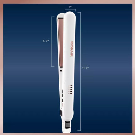 Conair Double Ceramic Flat Iron – White – 1" | Open Box