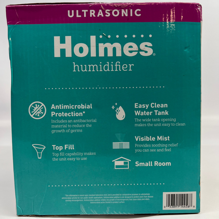 Holmes Ultrasonic 0.36 Gallon Cool Mist Top Fill Antimicrobial Humidifier in Black New, Open Box