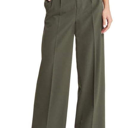 Open Edit Relaxed Waist Wide-Leg Trousers in Green City, Size S - New