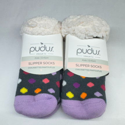 Pudus Kids Slipper Socks 2-Pack Polka Dot Age 4–7 New