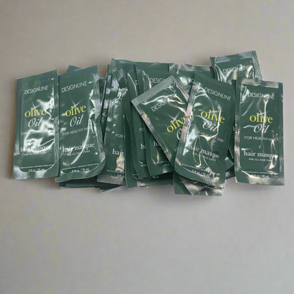 DESIGNLINE Olive Oil Hair Masque – 0.5 fl oz Packets (Pack of 25) – Deep Conditioning Treatment – New