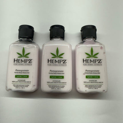 Hempz Pomegranate Herbal Body Moisturizer – 2.25 oz, Pack of 3 – Hydrating Lotion with Pure Hemp Seed Oil – New