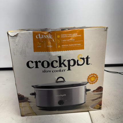 Crock-Pot 7QT Oval Manual Slow Cooker Stainless Steel Open Box