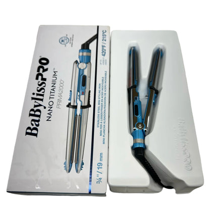 BaBylissPRO Nano Titanium Prima2000 Stainless Steel Mini Straightening Flat Iron - Blue, 0.75" (New)