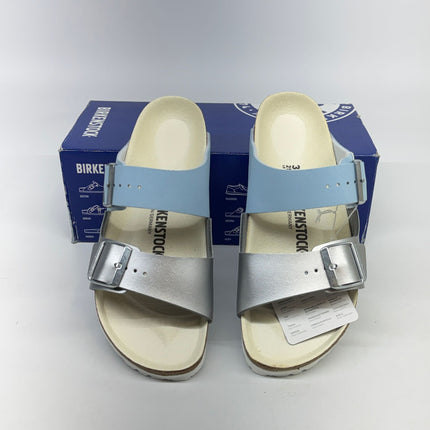 Birkenstock Arizona Split Sandals Light Blue Silver Size 8 Women’s New