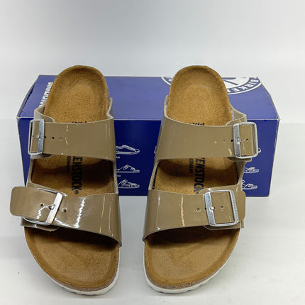Birkenstock Arizona Patent Fossil Birko-Flor Sandals Size 8 Women’s New