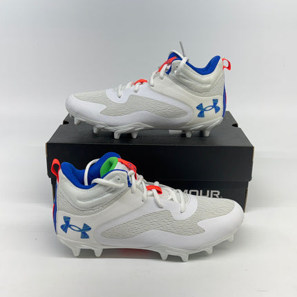 Under Armour Command MC Mid Lacrosse Cleats White Size 5.5 Unisex Kids New