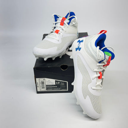 Under Armour Command MC Mid Lacrosse Cleats White Size 5.5 Unisex Kids New