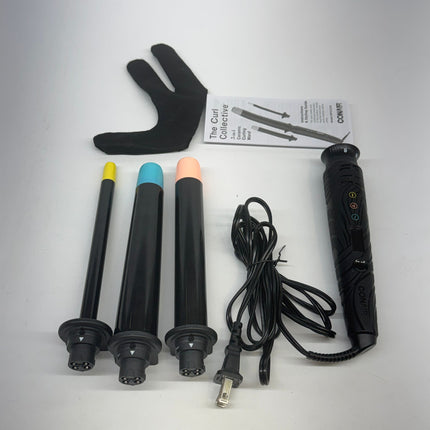 Conair The Curl Collective 3-in-1 Ceramic Curling Wand with Interchangeable Barrels – Open Box